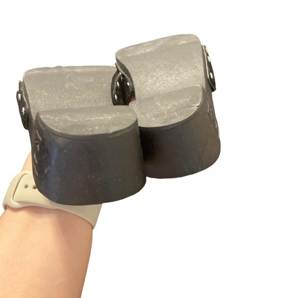 Vintage Chanel Sandals Black CC Mules Wooden Clogs Size 37 - Picture 7 of 8